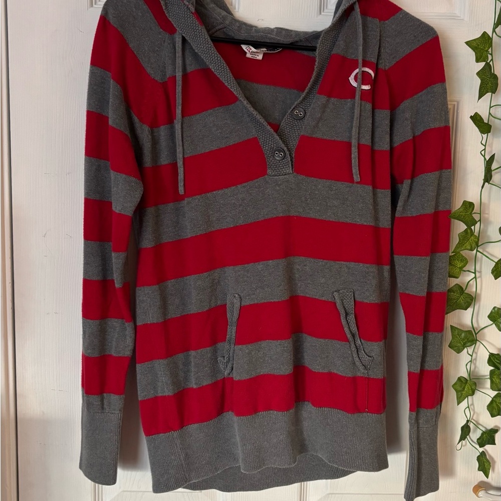 Striped Red and Gray Women's Sweater - Cincinnati Reds - Originally 20